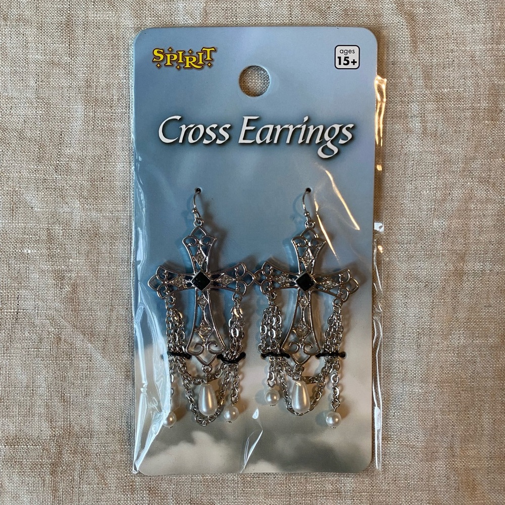 spirit halloween goth cross earrings